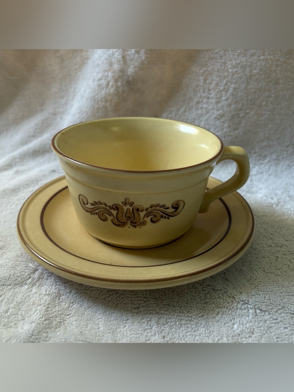 Pfaltzgraff Vintage Village Pattern Tan Cup And Saucer